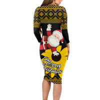 Maryland Christmas Long Sleeve Bodycon Dress Santa Claus With Black Eyed Susan Flower - Wonder Print Shop