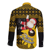 Maryland Christmas Long Sleeve Button Shirt Santa Claus With Black Eyed Susan Flower - Wonder Print Shop