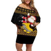 Maryland Christmas Off Shoulder Short Dress Santa Claus With Black Eyed Susan Flower - Wonder Print Shop