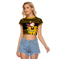 Maryland Christmas Raglan Cropped T Shirt Santa Claus With Black Eyed Susan Flower - Wonder Print Shop