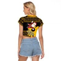 Maryland Christmas Raglan Cropped T Shirt Santa Claus With Black Eyed Susan Flower - Wonder Print Shop