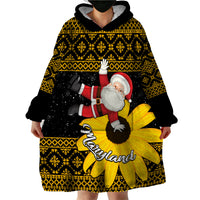 Maryland Christmas Wearable Blanket Hoodie Santa Claus With Black Eyed Susan Flower - Wonder Print Shop