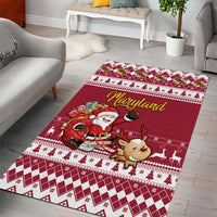 Custom Maryland Christmas Area Rug Santa Claus Riding A Reindeer - Wonder Print Shop