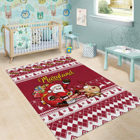 Custom Maryland Christmas Area Rug Santa Claus Riding A Reindeer - Wonder Print Shop