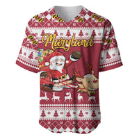 Custom Maryland Christmas Baseball Jersey Santa Claus Riding A Reindeer - Wonder Print Shop