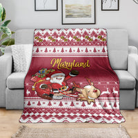custom-maryland-christmas-blanket-santa-claus-riding-a-reindeer