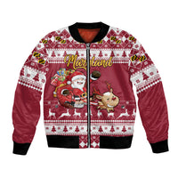 Custom Maryland Christmas Bomber Jacket Santa Claus Riding A Reindeer - Wonder Print Shop