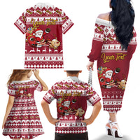 Custom Maryland Christmas Family Matching Off Shoulder Long Sleeve Dress and Hawaiian Shirt Santa Claus Riding A Reindeer - Wonder Print Shop