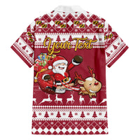 Custom Maryland Christmas Family Matching Off Shoulder Short Dress and Hawaiian Shirt Santa Claus Riding A Reindeer - Wonder Print Shop