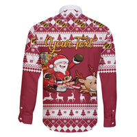 Custom Maryland Christmas Family Matching Off Shoulder Short Dress and Hawaiian Shirt Santa Claus Riding A Reindeer - Wonder Print Shop