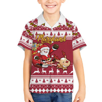 Custom Maryland Christmas Family Matching Off Shoulder Short Dress and Hawaiian Shirt Santa Claus Riding A Reindeer - Wonder Print Shop