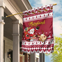Custom Maryland Christmas Garden Flag Santa Claus Riding A Reindeer - Wonder Print Shop