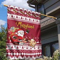 Custom Maryland Christmas Garden Flag Santa Claus Riding A Reindeer - Wonder Print Shop