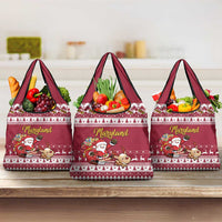Custom Maryland Christmas Grocery Bag Santa Claus Riding A Reindeer