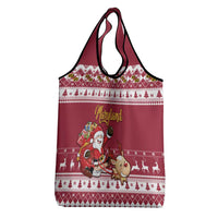 Custom Maryland Christmas Grocery Bag Santa Claus Riding A Reindeer