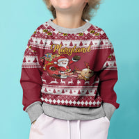 Custom Maryland Christmas Kid Ugly Christmas Sweater Santa Claus Riding A Reindeer - Wonder Print Shop