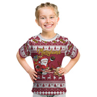 Custom Maryland Christmas Kid T Shirt Santa Claus Riding A Reindeer - Wonder Print Shop