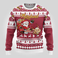 Custom Maryland Christmas Ugly Christmas Sweater Santa Claus Riding A Reindeer - Wonder Print Shop