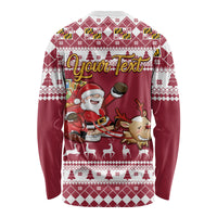 Custom Maryland Christmas Long Sleeve Shirt Santa Claus Riding A Reindeer - Wonder Print Shop