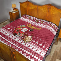Custom Maryland Christmas Quilt Santa Claus Riding A Reindeer - Wonder Print Shop