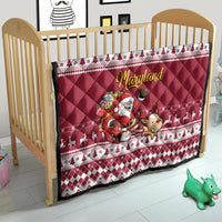 Custom Maryland Christmas Quilt Santa Claus Riding A Reindeer - Wonder Print Shop