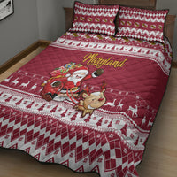 Custom Maryland Christmas Quilt Bed Set Santa Claus Riding A Reindeer - Wonder Print Shop