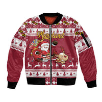 Custom Maryland Christmas Sleeve Zip Bomber Jacket Santa Claus Riding A Reindeer - Wonder Print Shop