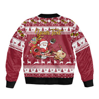 Custom Maryland Christmas Sleeve Zip Bomber Jacket Santa Claus Riding A Reindeer - Wonder Print Shop