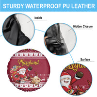 Custom Maryland Christmas Spare Tire Cover Santa Claus Riding A Reindeer - Wonder Print Shop