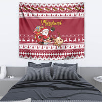 Custom Maryland Christmas Tapestry Santa Claus Riding A Reindeer - Wonder Print Shop