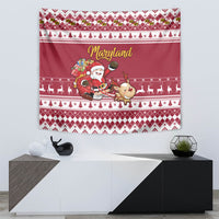 Custom Maryland Christmas Tapestry Santa Claus Riding A Reindeer - Wonder Print Shop