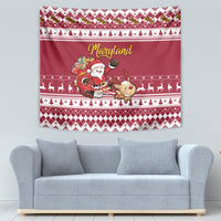 Custom Maryland Christmas Tapestry Santa Claus Riding A Reindeer - Wonder Print Shop