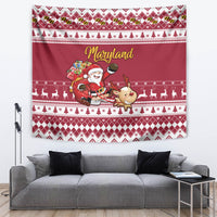 Custom Maryland Christmas Tapestry Santa Claus Riding A Reindeer - Wonder Print Shop