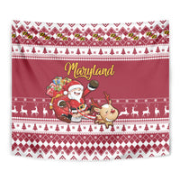 Custom Maryland Christmas Tapestry Santa Claus Riding A Reindeer - Wonder Print Shop