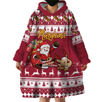 Custom Maryland Christmas Wearable Blanket Hoodie Santa Claus Riding A Reindeer - Wonder Print Shop