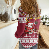 Custom Maryland Christmas Women Casual Shirt Santa Claus Riding A Reindeer - Wonder Print Shop