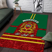 Morocco Proclamation Day Area Rug Marruecos Coat of Arms Roses Pattern - Wonder Print Shop
