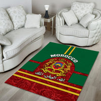 Morocco Proclamation Day Area Rug Marruecos Coat of Arms Roses Pattern - Wonder Print Shop