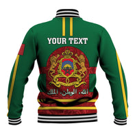 Morocco Proclamation Day Baseball Jacket Marruecos Coat of Arms Roses Pattern - Wonder Print Shop