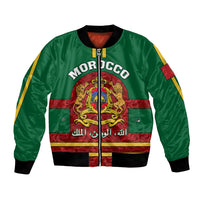 Morocco Proclamation Day Bomber Jacket Marruecos Coat of Arms Roses Pattern - Wonder Print Shop