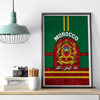 Morocco Proclamation Day Canvas Wall Art Marruecos Coat of Arms Roses Pattern - Wonder Print Shop