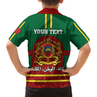 Morocco Proclamation Day Family Matching Long Sleeve Bodycon Dress and Hawaiian Shirt Marruecos Coat of Arms Roses Pattern - Wonder Print Shop