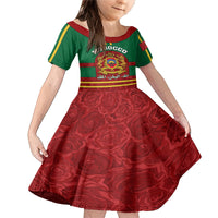 Morocco Proclamation Day Family Matching Mermaid Dress and Hawaiian Shirt Marruecos Coat of Arms Roses Pattern - Wonder Print Shop
