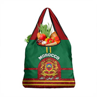 Morocco Proclamation Day Grocery Bag Marruecos Coat of Arms Roses Pattern