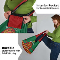 Morocco Proclamation Day Grocery Bag Marruecos Coat of Arms Roses Pattern