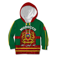 Morocco Proclamation Day Kid Hoodie Marruecos Coat of Arms Roses Pattern - Wonder Print Shop