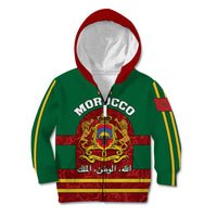 Morocco Proclamation Day Kid Hoodie Marruecos Coat of Arms Roses Pattern - Wonder Print Shop