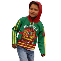 Morocco Proclamation Day Kid Hoodie Marruecos Coat of Arms Roses Pattern - Wonder Print Shop