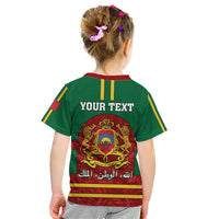 Morocco Proclamation Day Kid T Shirt Marruecos Coat of Arms Roses Pattern - Wonder Print Shop