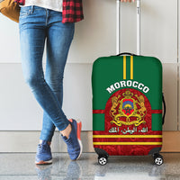 Morocco Proclamation Day Luggage Cover Marruecos Coat of Arms Roses Pattern - Wonder Print Shop